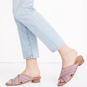 Madewell The Ruthie Crisscross Mule Open Toe Low Heel Sandal Rainbow Stripe 8